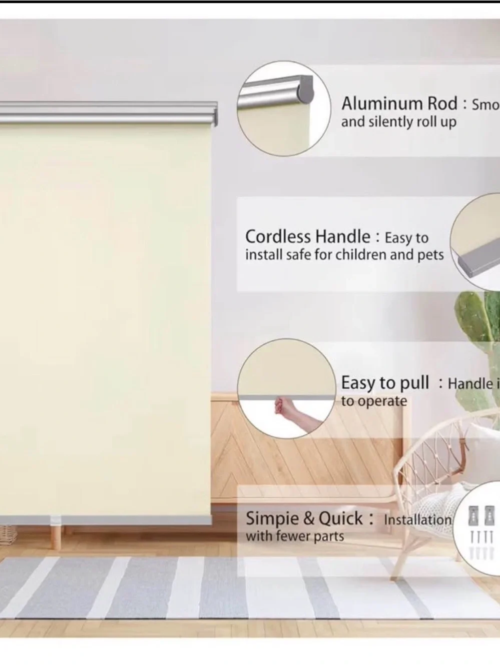 Changshade Blackout Roller Shades for Windows, Room Darkening Thermal